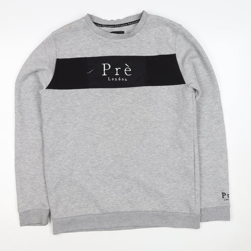 Prè London Men’s Grey M Crew Neck Logo Panel Sweatshirt