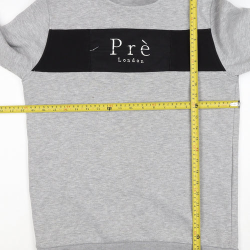 Prè London Men’s Grey M Crew Neck Logo Panel Sweatshirt