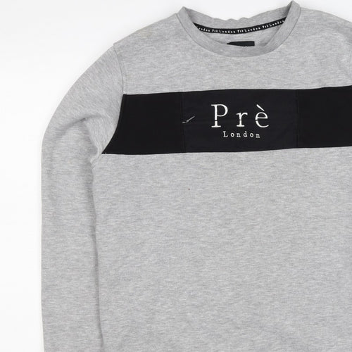 Prè London Men’s Grey M Crew Neck Logo Panel Sweatshirt