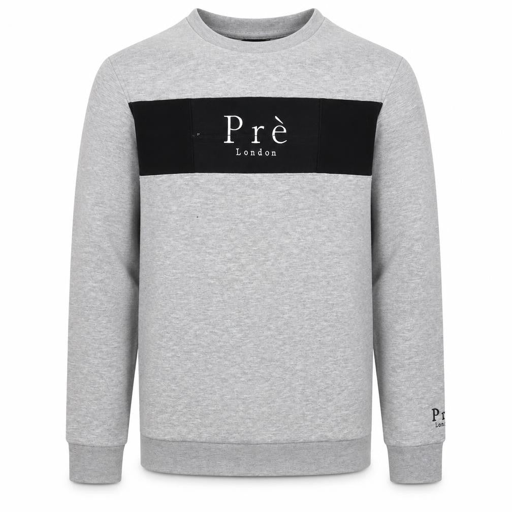 Prè London Men’s Grey M Crew Neck Logo Panel Sweatshirt