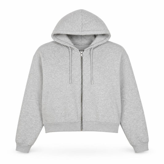 Front view of PrettyLittleThing Women Grey, size 22, Full Zip Hooded Hoodie