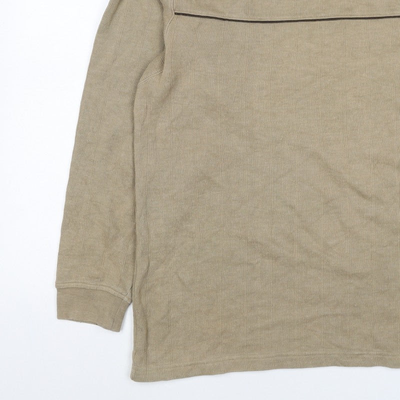 Columbia Men’s Beige L V-Neck Pullover Sweatshirt Outdoor Logo