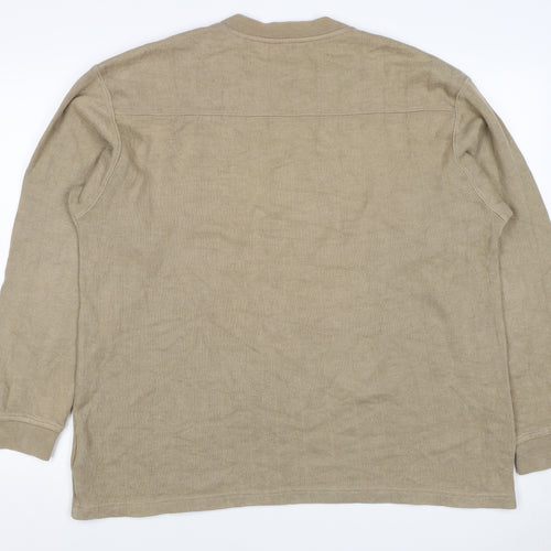 Columbia Men’s Beige L V-Neck Pullover Sweatshirt Outdoor Logo