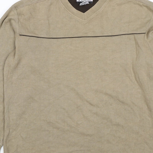 Columbia Men’s Beige L V-Neck Pullover Sweatshirt Outdoor Logo