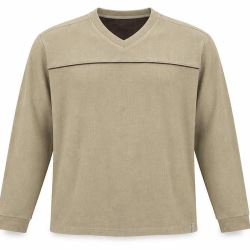 Columbia Men’s Beige L V-Neck Pullover Sweatshirt Outdoor Logo