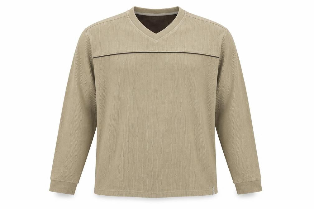 Columbia Men’s Beige L V-Neck Pullover Sweatshirt Outdoor Logo