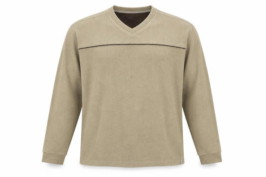Columbia Men’s Beige L V-Neck Pullover Sweatshirt Outdoor Logo