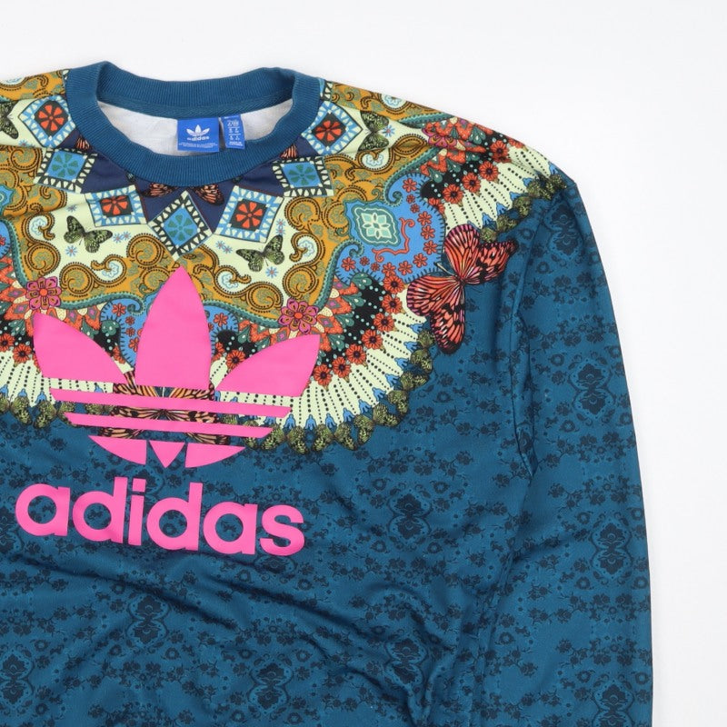 Adidas Unisex Adults Blue XS Butterfly Graphic Logo Crew Sweatshirt