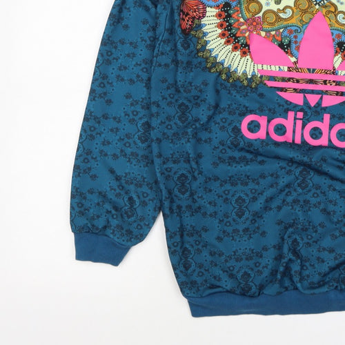 Adidas Unisex Adults Blue XS Butterfly Graphic Logo Crew Sweatshirt