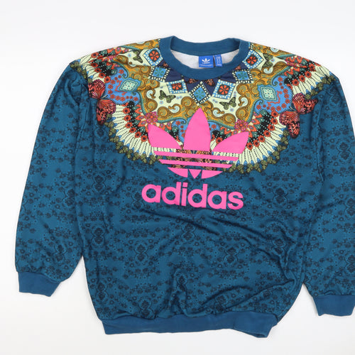 Adidas Unisex Adults Blue XS Butterfly Graphic Logo Crew Sweatshirt