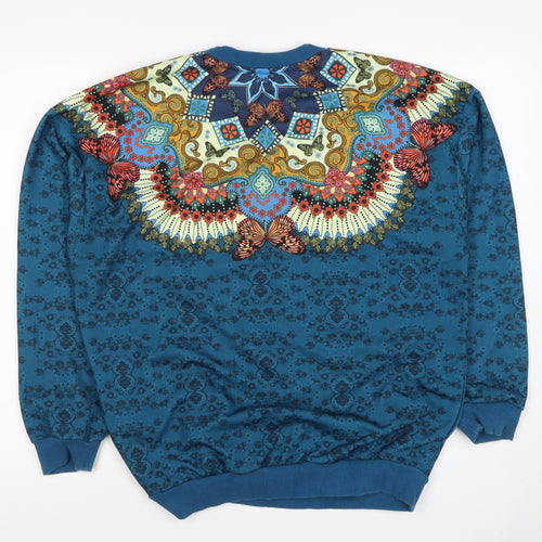 Adidas Unisex Adults Blue XS Butterfly Graphic Logo Crew Sweatshirt