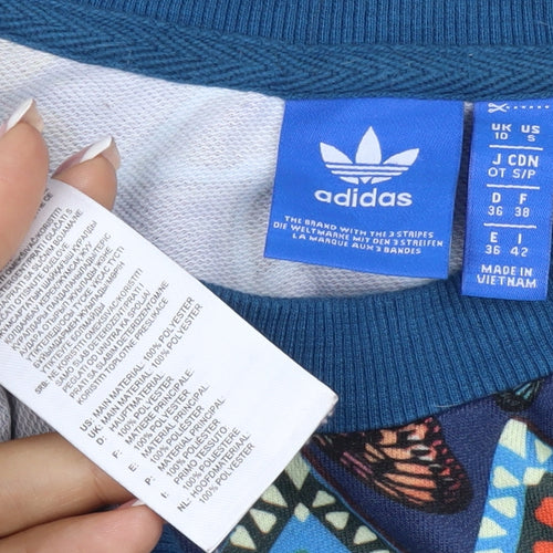 Adidas Unisex Adults Blue XS Butterfly Graphic Logo Crew Sweatshirt