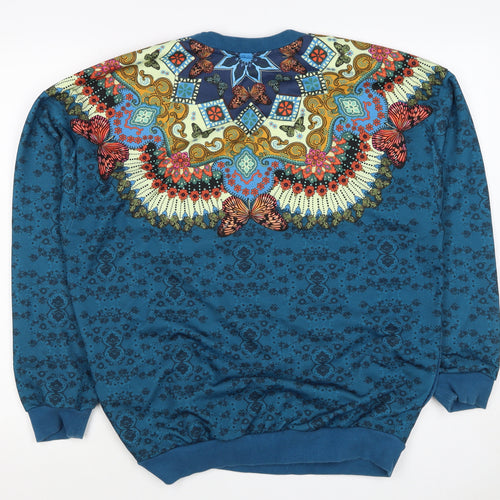 Adidas Unisex Adults Blue XS Butterfly Graphic Logo Crew Sweatshirt