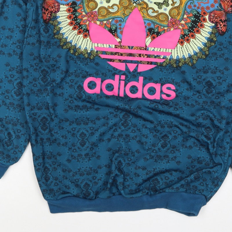 Adidas Unisex Adults Blue XS Butterfly Graphic Logo Crew Sweatshirt