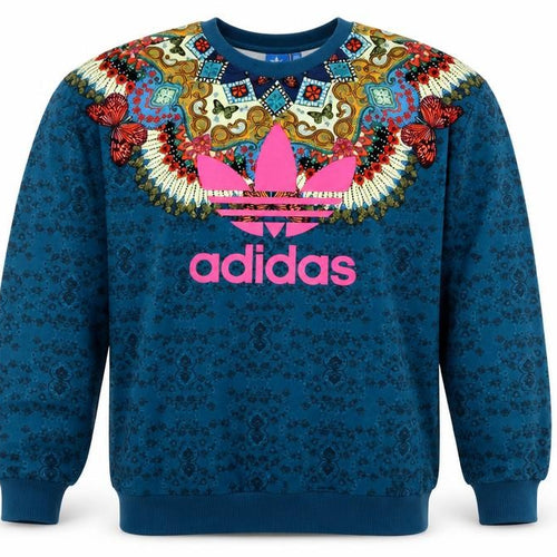 Adidas Unisex Adults Blue XS Butterfly Graphic Logo Crew Sweatshirt