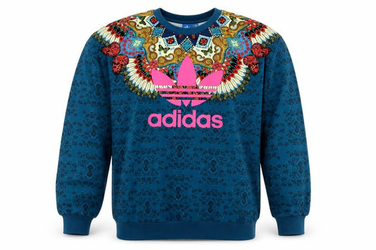 Adidas Unisex Adults Blue XS Butterfly Graphic Logo Crew Sweatshirt