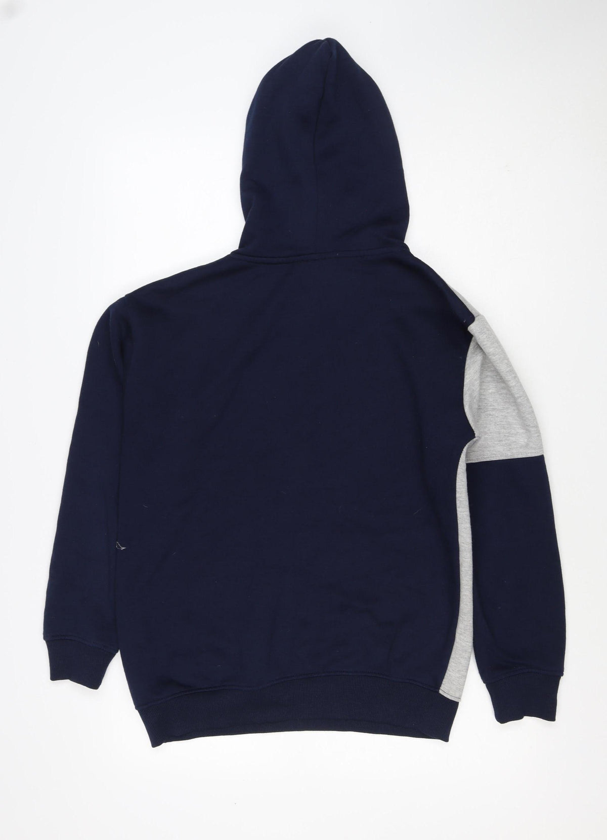 Close-up detail of McKenzie boys’ blue grey 3-4 years pullover logo hoodie