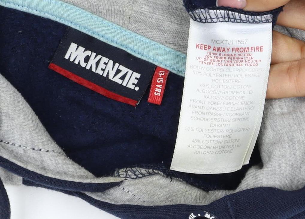 Additional view of McKenzie boys’ blue grey 3-4 years pullover logo hoodie