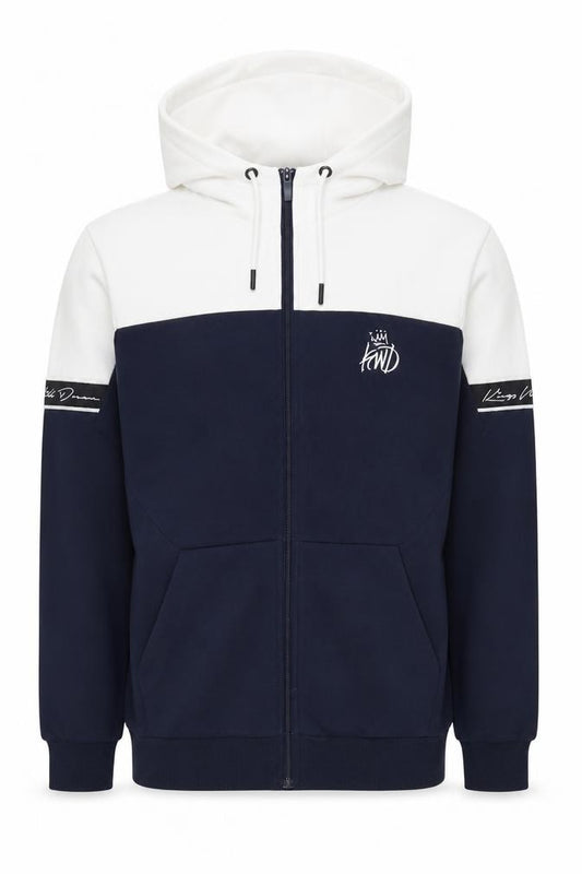 Kings Will Dream Men's Navy White M Full Zip Hooded Logo Hoodie