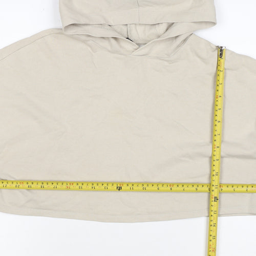 H&M Divided Women Beige S Cropped Pullover Hoodie Logo Sleeve