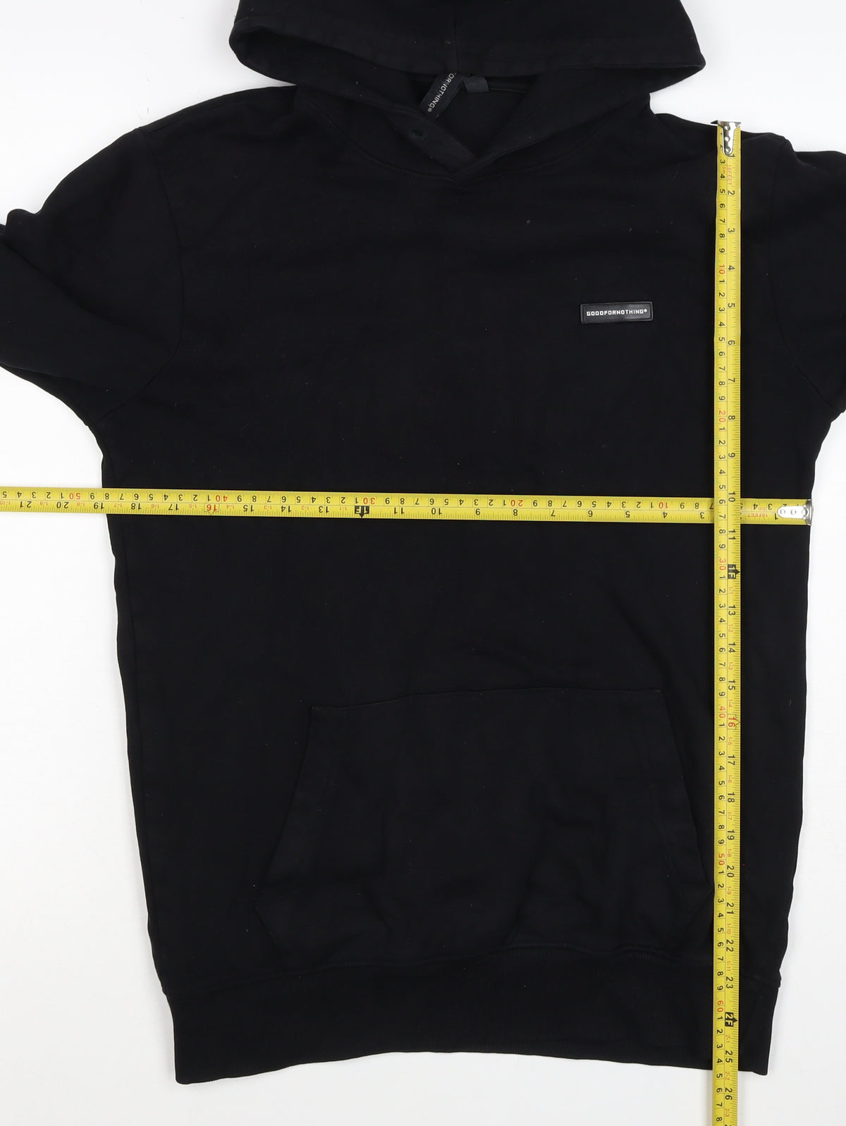 Good For Nothing Men’s Black S Pullover Hoodie Logo Kangaroo Pocket