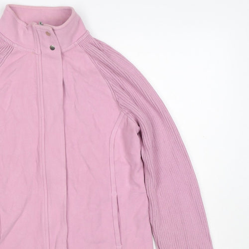 Next Women Pink UK 16 Basic Jacket Full Zip Ribbed Sleeves