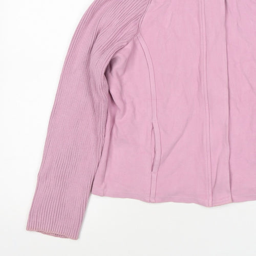 Next Women Pink UK 16 Basic Jacket Full Zip Ribbed Sleeves