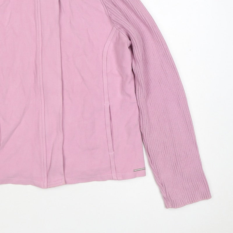 Next Women Pink UK 16 Basic Jacket Full Zip Ribbed Sleeves