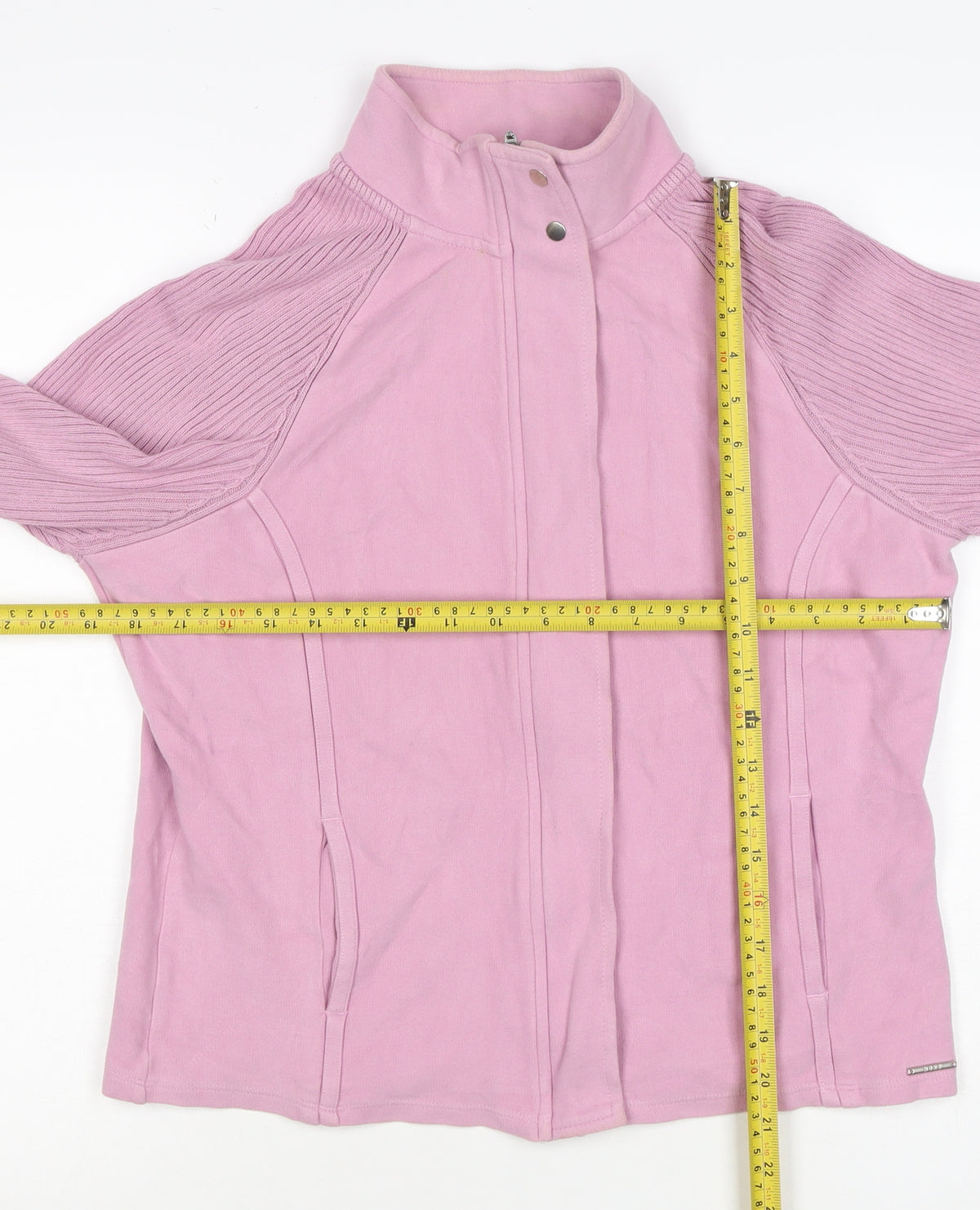 Next Women Pink UK 16 Basic Jacket Full Zip Ribbed Sleeves