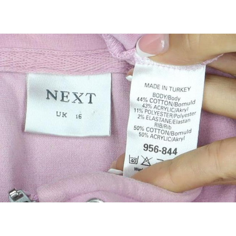 Next Women Pink UK 16 Basic Jacket Full Zip Ribbed Sleeves