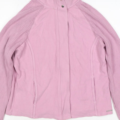Next Women Pink UK 16 Basic Jacket Full Zip Ribbed Sleeves