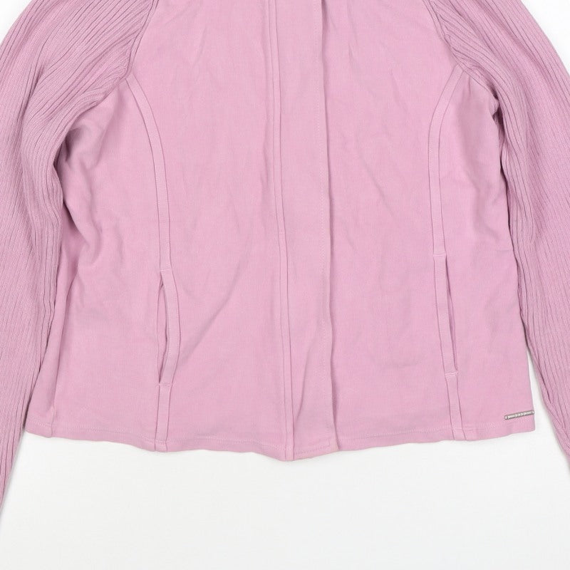 Next Women Pink UK 16 Basic Jacket Full Zip Ribbed Sleeves