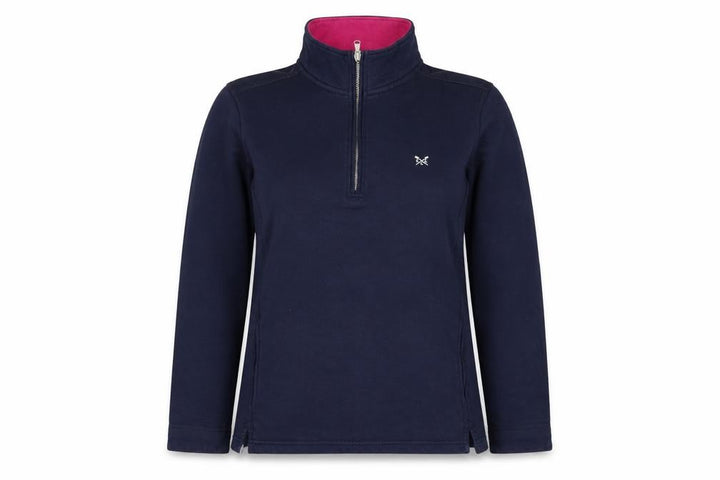 Crew Clothing Company Women's Navy 12 1/4 Zip Cotton Sweatshirt