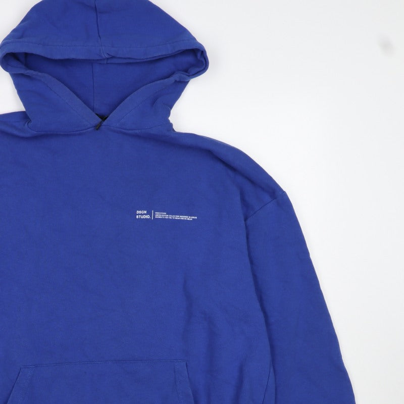 Additional view of Boohoo Women Blue S Pullover Hoodie Logo Kangaroo Pocket Cotton Blend