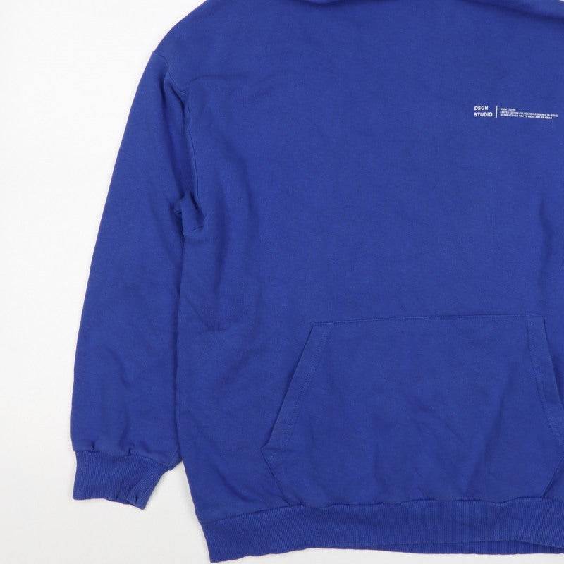 Additional view of Boohoo Women Blue S Pullover Hoodie Logo Kangaroo Pocket Cotton Blend