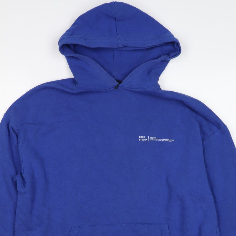 Additional view of Boohoo Women Blue S Pullover Hoodie Logo Kangaroo Pocket Cotton Blend