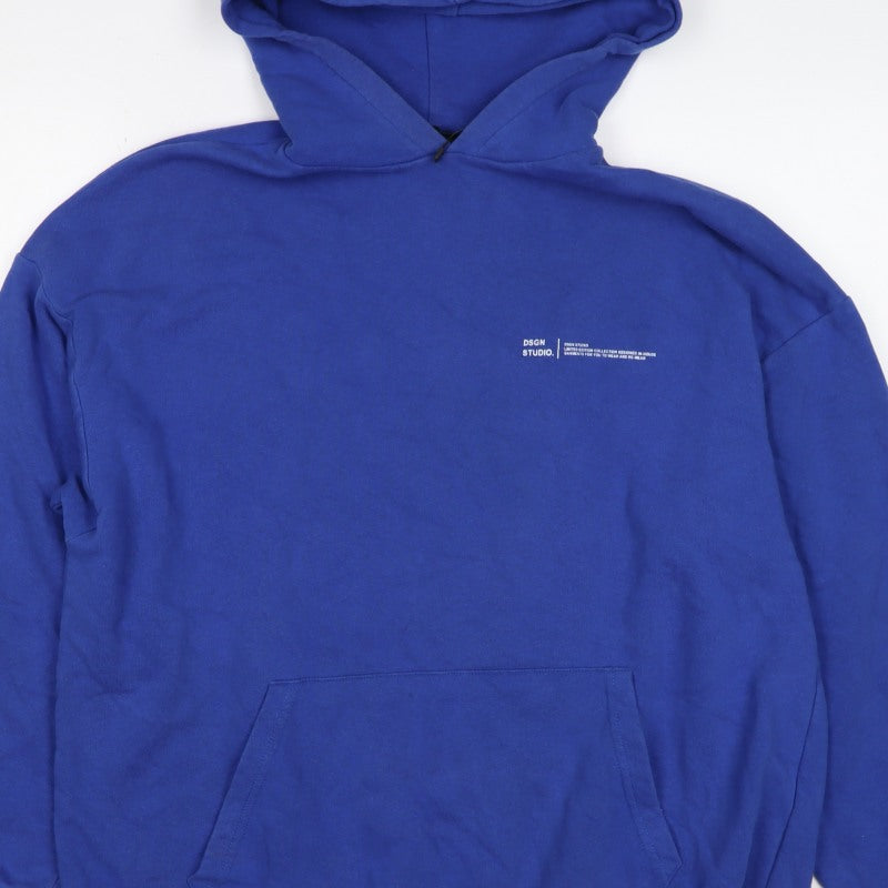 Additional view of Boohoo Women Blue S Pullover Hoodie Logo Kangaroo Pocket Cotton Blend