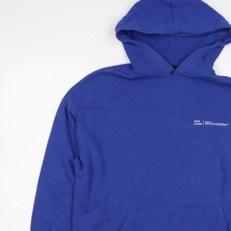 Additional view of Boohoo Women Blue S Pullover Hoodie Logo Kangaroo Pocket Cotton Blend