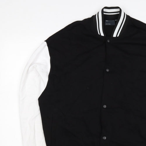 ASOS Design Men’s Black White L Varsity Bomber Jacket 42in Snap