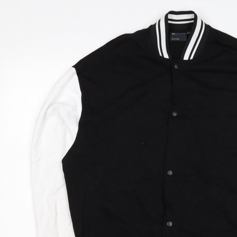 ASOS Design Men’s Black White L Varsity Bomber Jacket 42in Snap