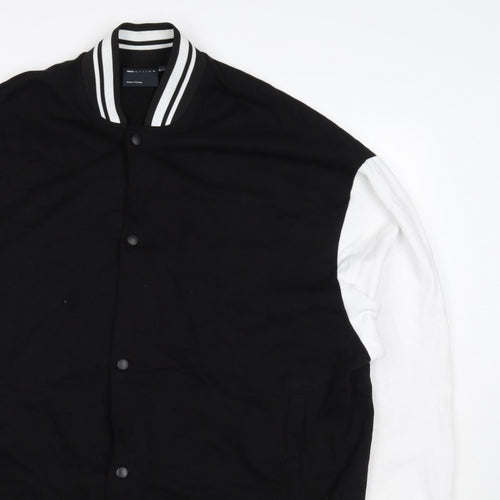 ASOS Design Men’s Black White L Varsity Bomber Jacket 42in Snap