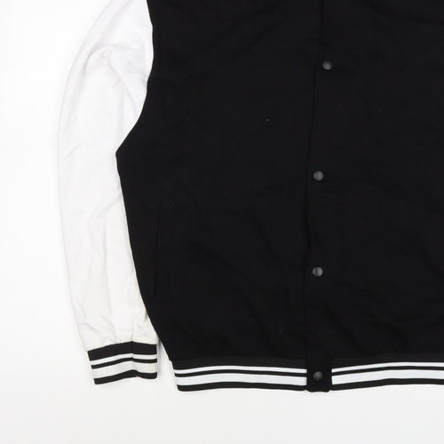 ASOS Design Men’s Black White L Varsity Bomber Jacket 42in Snap