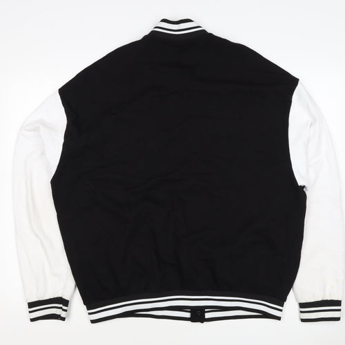 ASOS Design Men’s Black White L Varsity Bomber Jacket 42in Snap