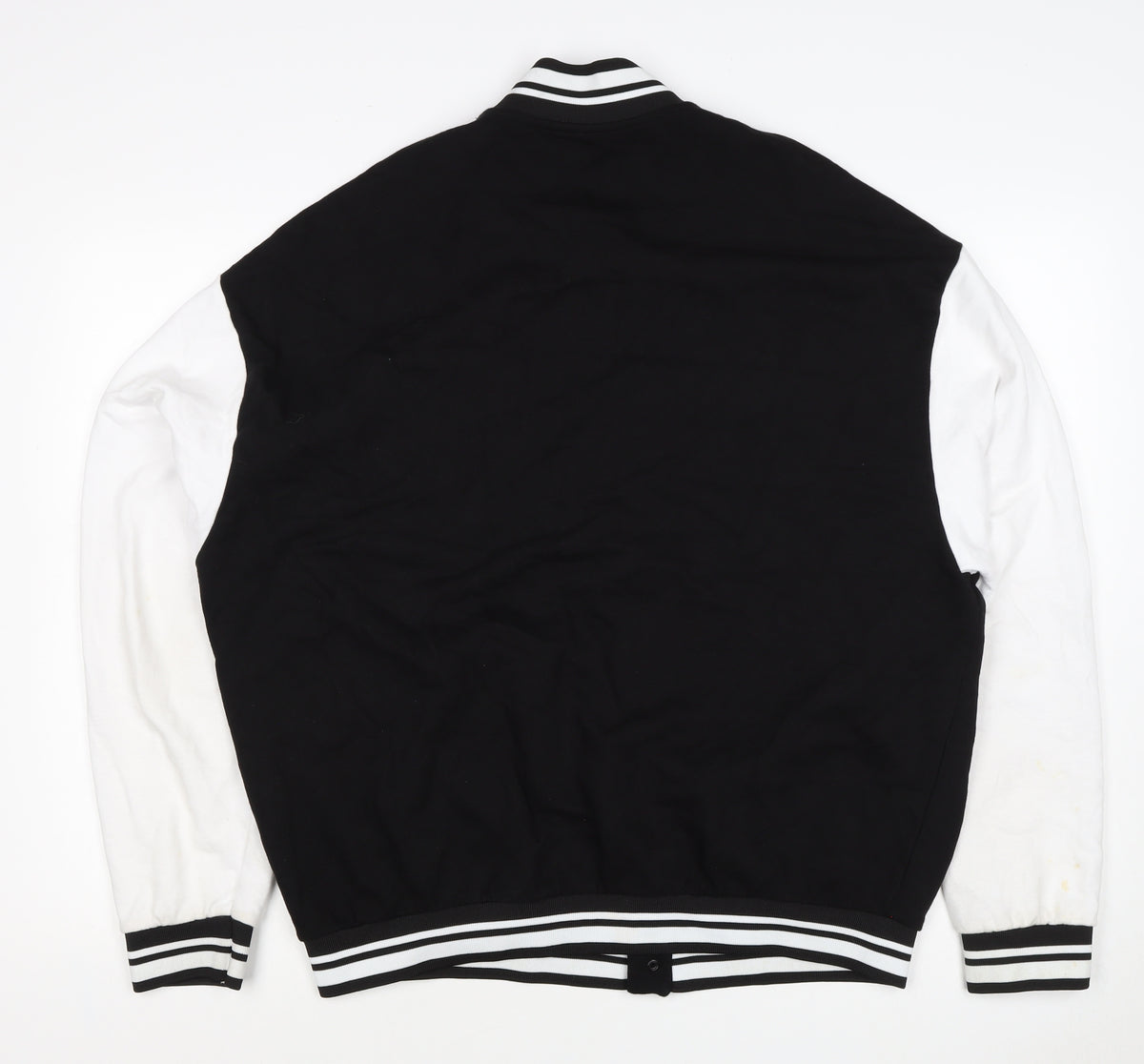 ASOS Design Men’s Black White L Varsity Bomber Jacket 42in Snap