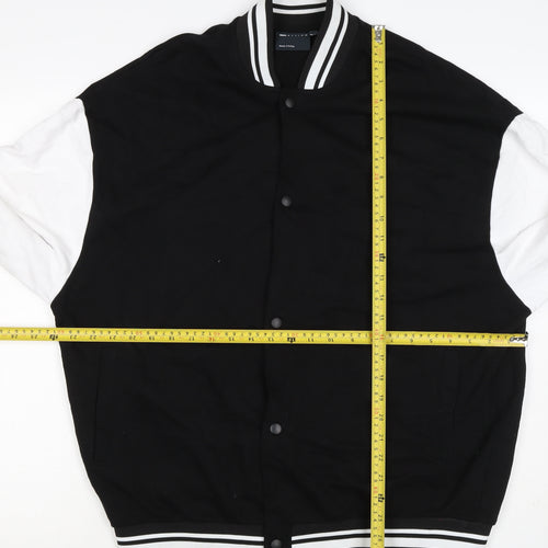 ASOS Design Men’s Black White L Varsity Bomber Jacket 42in Snap