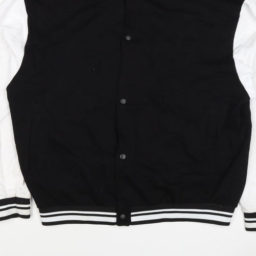 ASOS Design Men’s Black White L Varsity Bomber Jacket 42in Snap