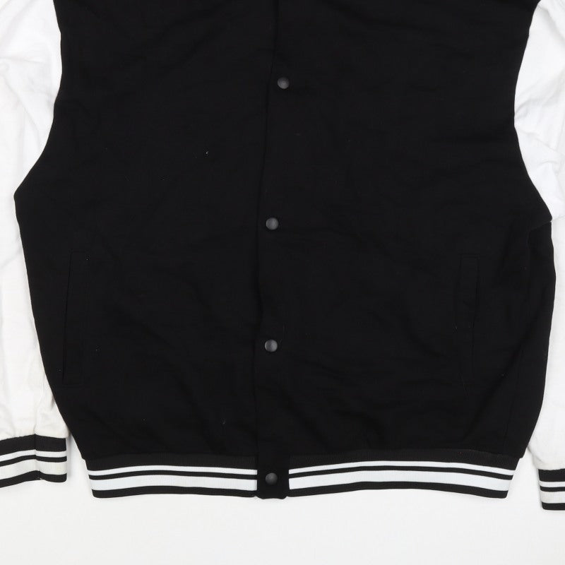 ASOS Design Men’s Black White L Varsity Bomber Jacket 42in Snap