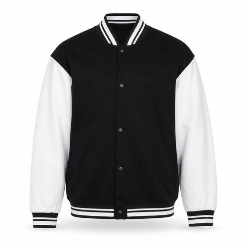 ASOS Design Men’s Black White L Varsity Bomber Jacket 42in Snap