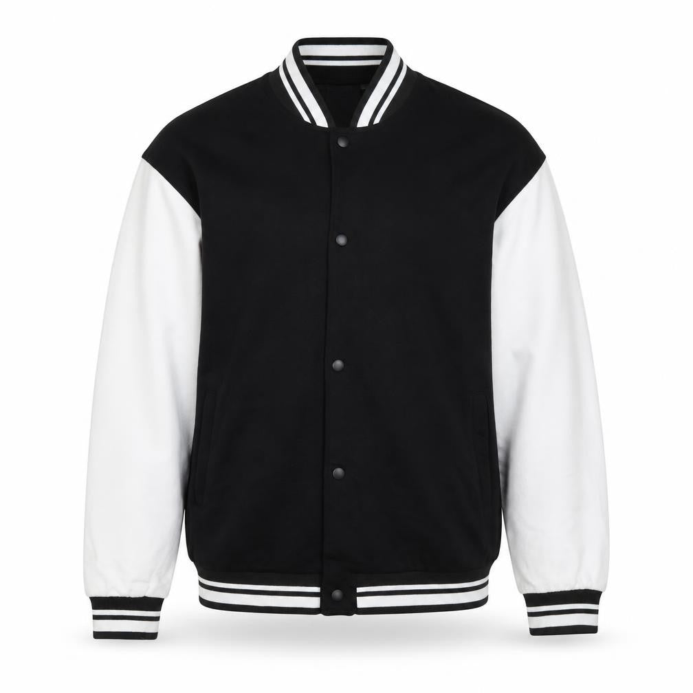 ASOS Design Men’s Black White L Varsity Bomber Jacket 42in Snap