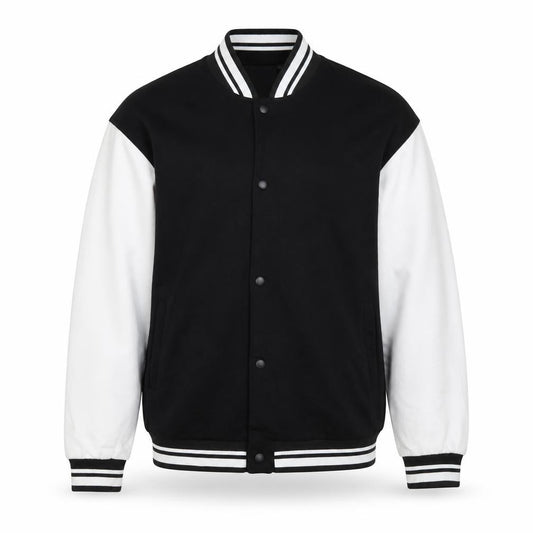 ASOS Design Men’s Black White L Varsity Bomber Jacket 42in Snap